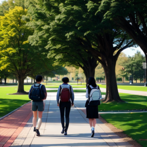 university_with_students_walking_around_campus